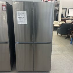 Samsung Bespoke 29 cu. ft. Standard Depth 4-Door Flex French Door Refrigerator in Stainless Steel with Beverage Center