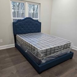 💙Brand New Fabric Upholstery King, Queen, Full, Twin Size Bed Tufted Headboard ● Mattress  + Box Spring  | Pay After Delivery 🚚 