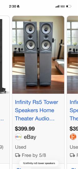 Infinity rs5 tower speakers pair