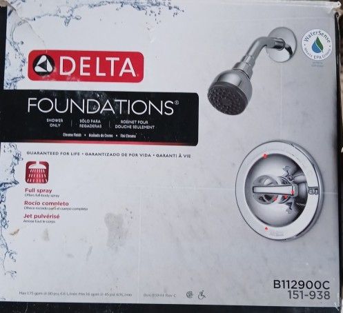 Delta Foundations Single Handle Shower Faucet & Rough in- valve Chrome B112900