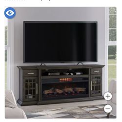 Tresanti Everett TV Console with ClassicFlame CoolGlow 2-in-1 Electric Fireplace and Fan, Brown
