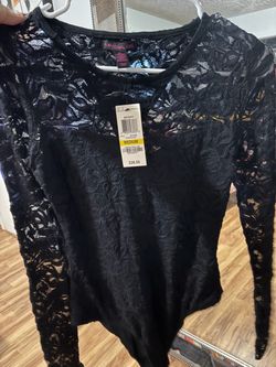 Material Girl Black Lace Bodysuit Medium