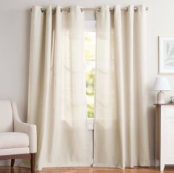 Grommet Top Curtains Set of 2 Light Filtering Panels Loha Ivory Solid 54 in. W x 84 in. L
