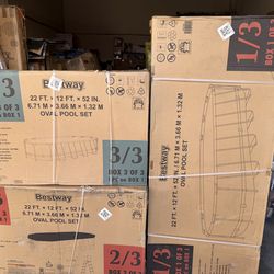 Bestway Power Steel 22'L x 12'W x 52"H Above Ground Pool Set with filter