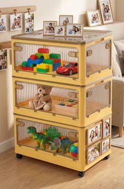 3-Pack 50L Stackable Storage Bins with Lids and Wheels, Foldable Storage Boxes Collapsible Organizers for Home Organization, Storage Cabinets for Outd