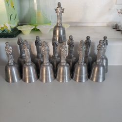 Vintage Pewter 12 Appostle Bells Christmas 