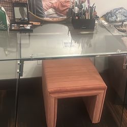 Glass desk or Make Up Vanity 