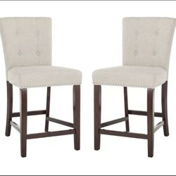 SAFAVIEH 29.5-inch Taylor Bar Stool - Light Grey / Espresso (Set of 2) ( Brand New)