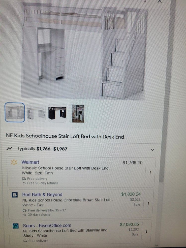 White Twin Bunkbed  With Drawers And Desk Underneath 
