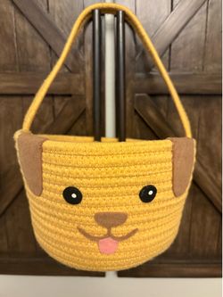 Easter yellow puppy cotton rope basket
