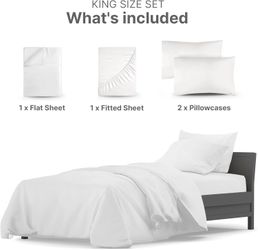 1000 Thread Count Sheet Set - 100% Cotton Bed Sheets - Softer Than Egyptian Cotton - 4-Piece White King Set - Soft Sateen Weave - Hotel Luxury Bedding