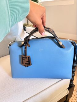 Fashionable Leather Baby Blue Bag