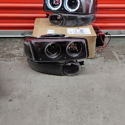 BLACK CLEAR HALO PROJECTOR HEADLIGHT+BUMPER LAMP LH+RH FOR 2001-2007 GMC SIERRA