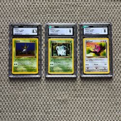 Oddish, Nidoran, And Jigglypuff Graded Pokemon Collectible Cards 