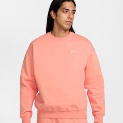 NEW NIKE MENS LARGE SOLO SWOOSH FLEECE CREWNECK PULLOVER DQ5209-844 APRICOT