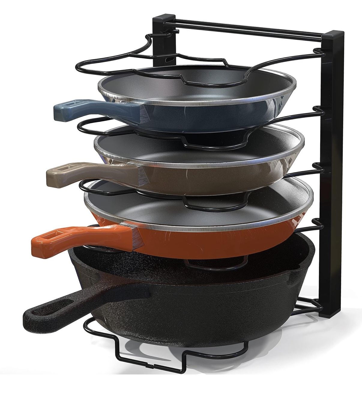 5 Compartments Height Adjustable Pan Organizer, Black