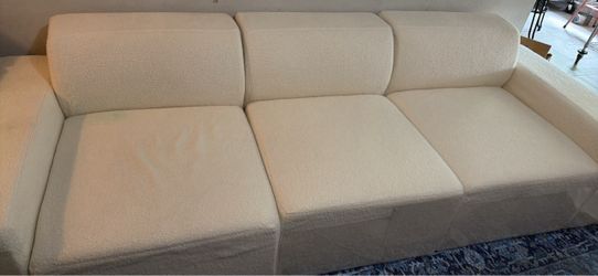 Cozey Brand white boucle 3 seater modular sofa with washable covers