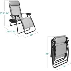 🌊ON SALE🌊 Set of 2 Adjustable Steel Mesh Zero Gravity Lounge Chair 