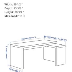 IKEA Malm desk with pull out panel in black/brown
