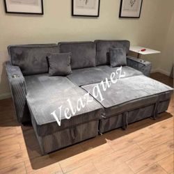✅️✅️Grey  Color  Convertible Sectional W/ Cup Holder & W/ USB Port✅️