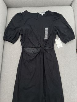 Black Midi Dress with Cutout Waist