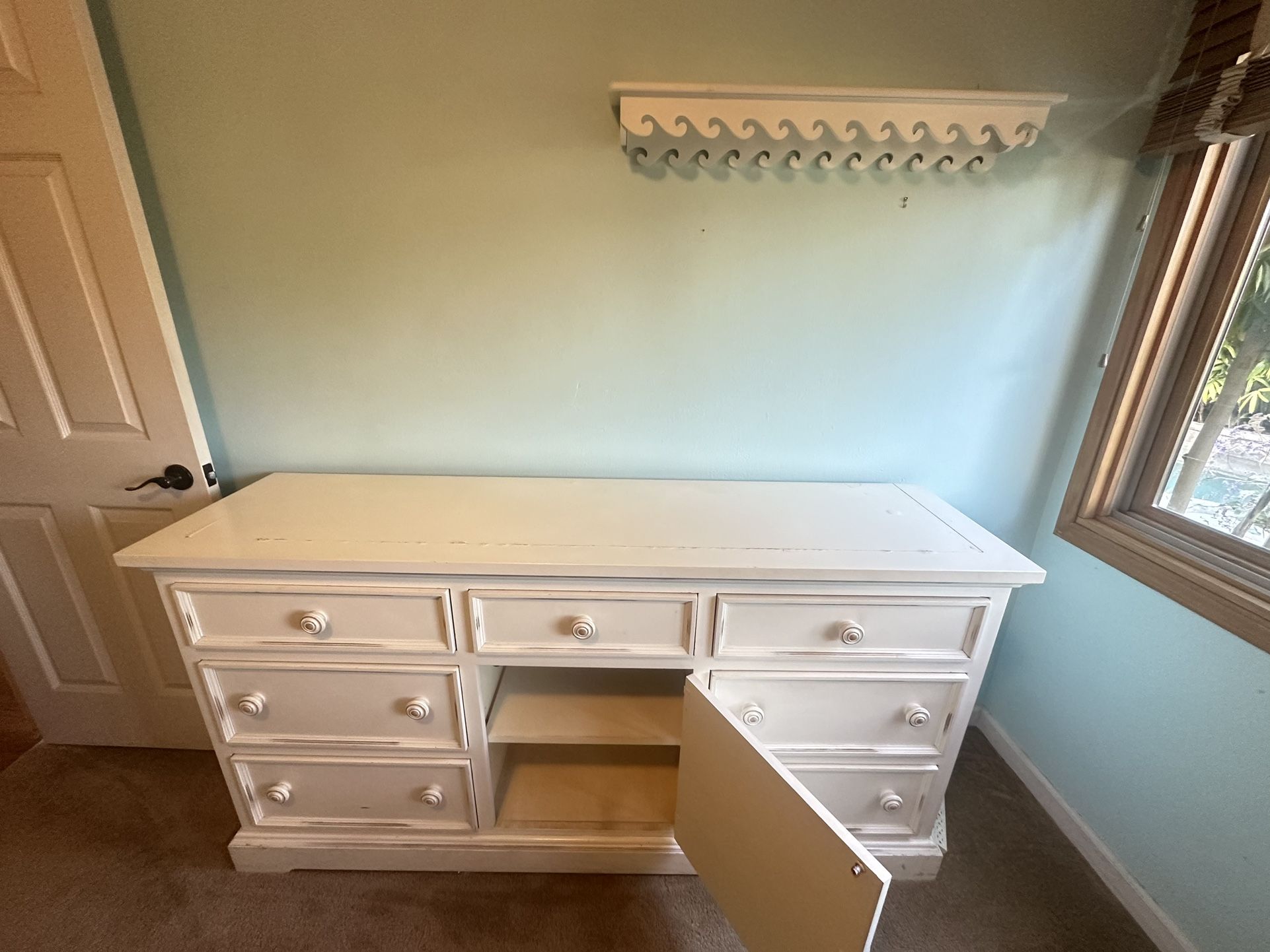 Wide Dresser With Roller Sliding Drawers