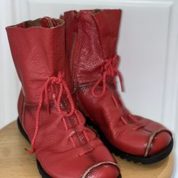 Tuo Rui red leathers boots UNISEX
