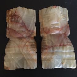 solid stone onyx Mayan Aztec bookends