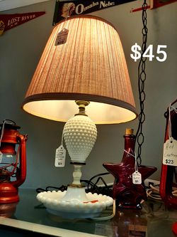 Vintage Shabby Chic White Milkglass Lamps / Lamp Shades / Desk Lamps