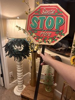 Vintage “Santa Stop Here” Yard Sign 13” Wide By 33” Long