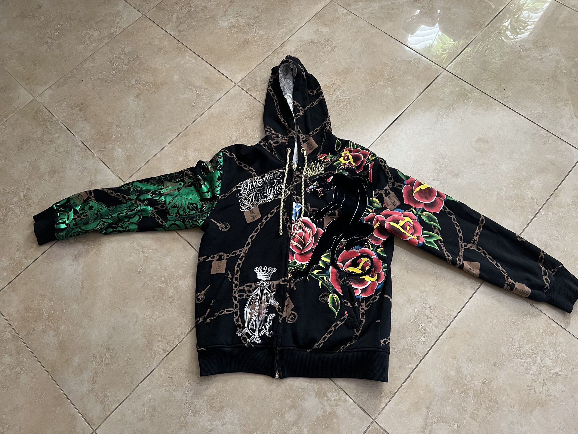 Christian Audigier ED Hardy Reversible Hoodie Sweater Jacket XL