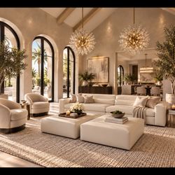 Artefacto 120” Leather Sofa + 2 Oversized Ottomans | Luxury Designer Contemporary