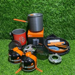 Jetboil Flash, 8” Frying Pan, 1.1 Liter Pot & 2 Gas Tanks