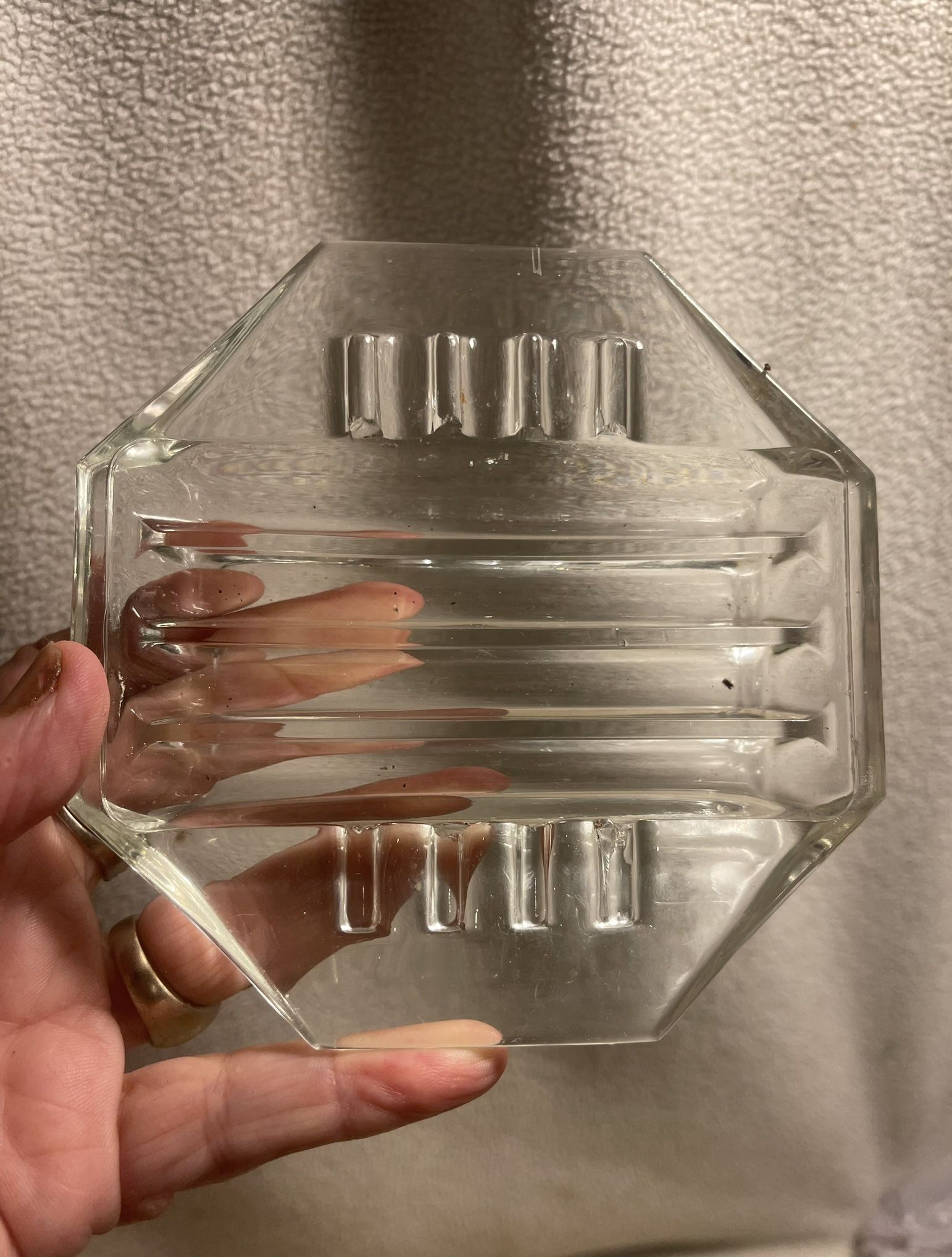 Vtg Art Deco Glass Ash Tray. Great For Art Projects To Hold Your Paint Brush