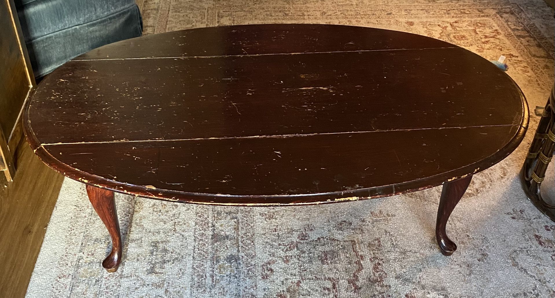 Antique Oval Coffee -Table - Sides Drop Down