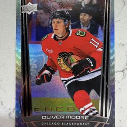 Oliver Moore 2025-26 Upper Deck Series 1 Encore RC #E-92 Blackhawks 