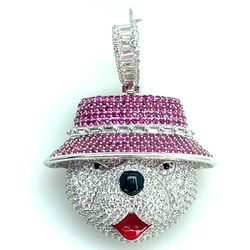 925 Sterling Silver CZ Bear Pendant 19.40g 194263/8