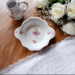 Vintage Pink Floral China Mini Pitcher And Bowl Set