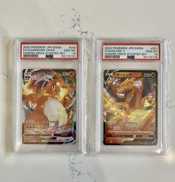 PSA 10 Gem Mint. Charizard VMAX #002/021 & V Starter Set #001/021 (Japanese) Pokemon Card Japanese Starter Set 