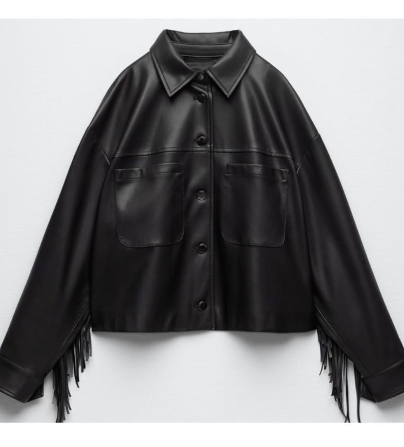 Zara Leather Fringe Jacket 