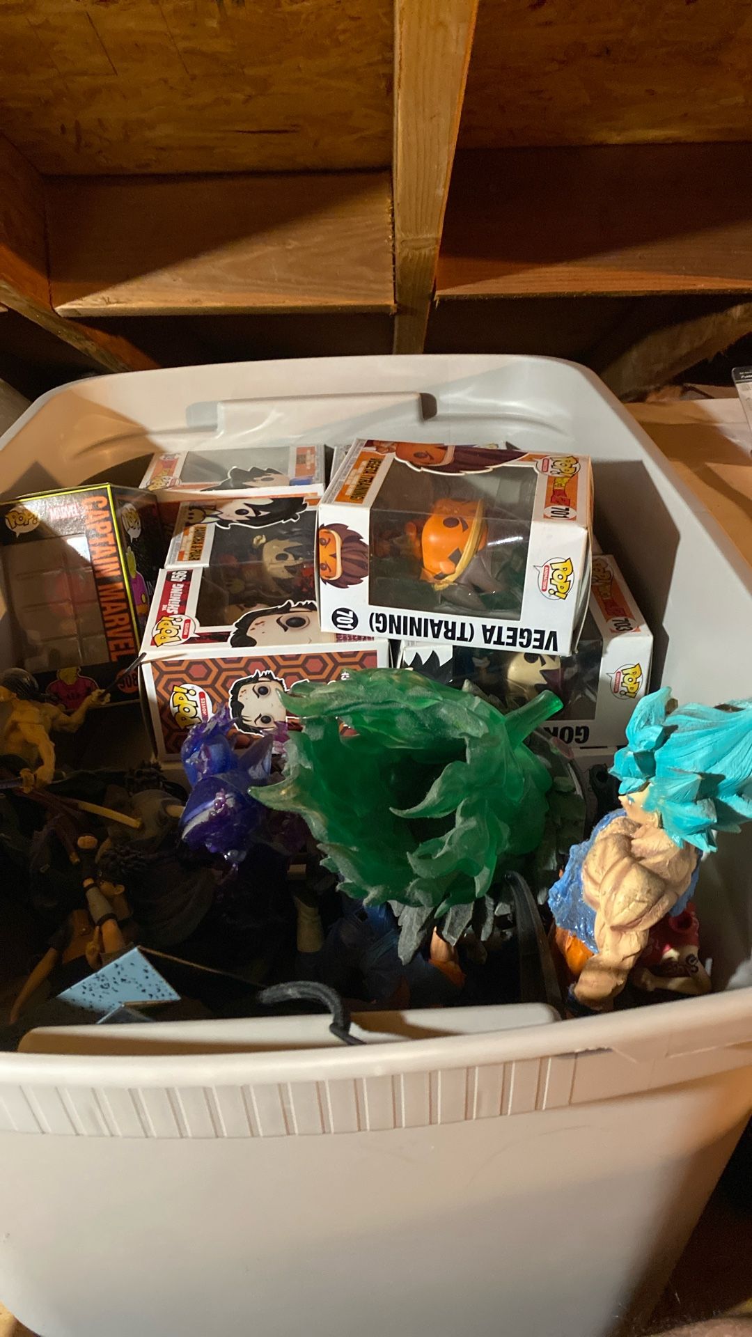 box full of funko pops