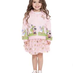 NWT licensed Disney Minnie Mouse Hoodie, Tshirt & tutu skirt 3pcs outfit set