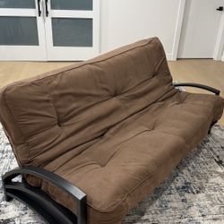 Brown Futon With Full Size Mattress