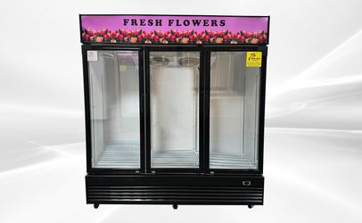 NSF 3 Glass Door Floral Cooler Swinging Door 74 in 