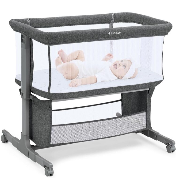 Bedside Bassinet for Baby, Portable Baby Bassinet Bedside Sleeper for Newborn Infants with Wheels