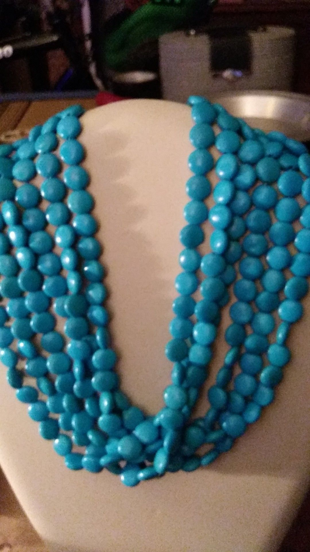 Turquoise Glass Bead Necklace