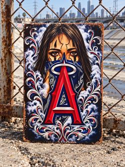 LA Angels Chicano Art Metal Tin Sign
