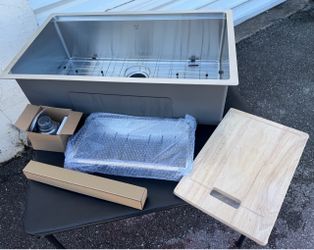 NEW Oxwiser Stainless Steel Single-Bowl Kitchen Sink & Accessories Kit! 33x19x10.5in Measurements in pics