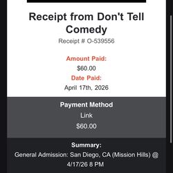 Don’t tell comedy tix for TONIGHT!!