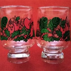 Set of Two Vintage Xmas Tumbler Glasses